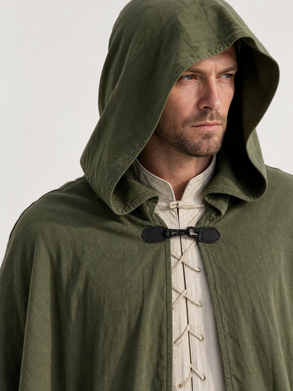 Long Green Hooded Carnival Cloak