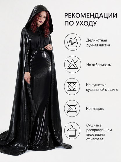 Black Gothic Hooded Carnival Cloak