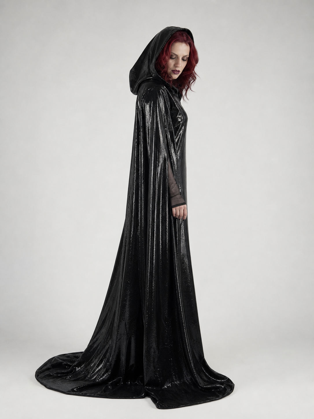 Black Gothic Hooded Carnival Cloak