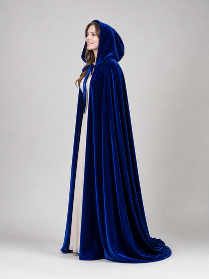 Long Blue Hooded Carnival Cape