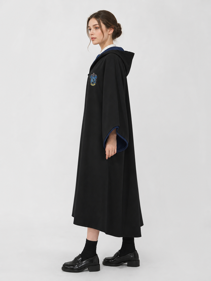 Black Costume Cloak with Blue Hood