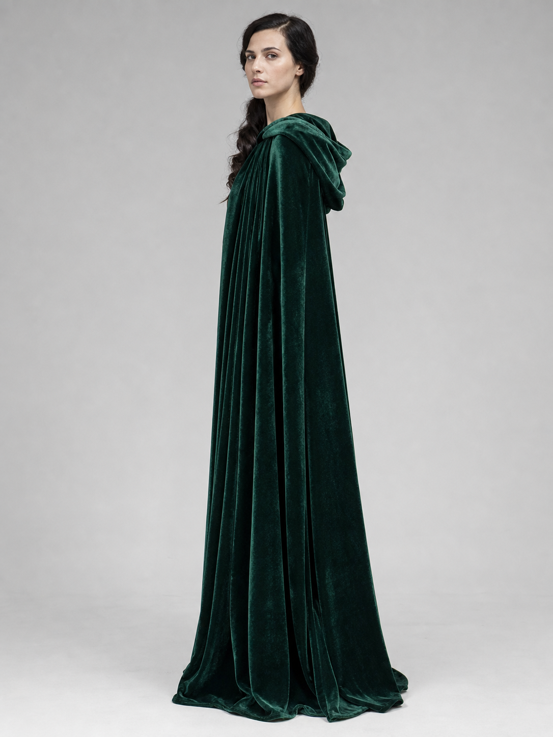 Hooded Dark Green Costume Cloak