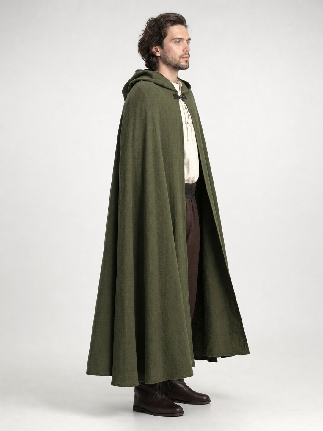 Long Green Hooded Carnival Cloak