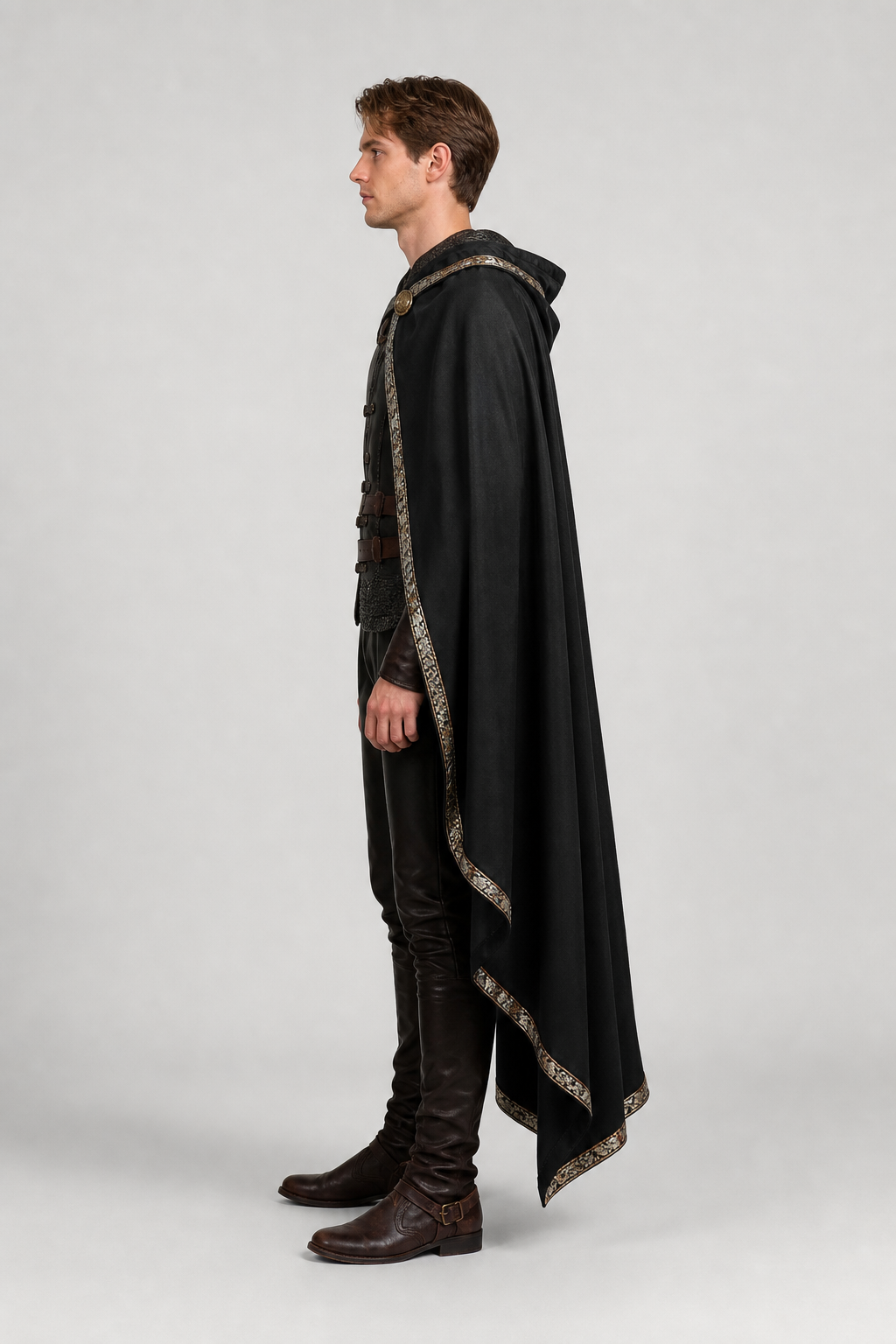 Black Medieval Hooded Carnival Cape