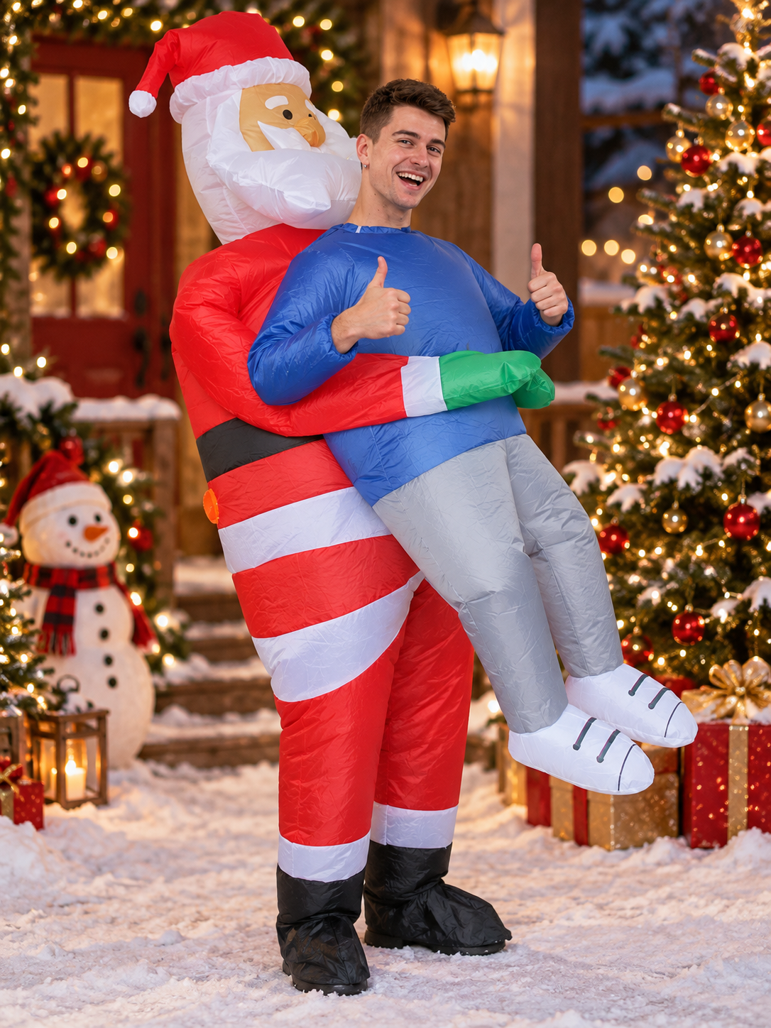 Inflatable Santa Claus Costume with Beard, Hat, and Belt