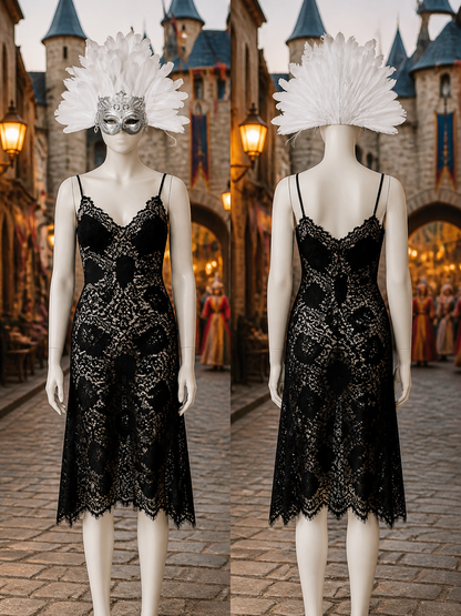 1pc White Feather Mask with Silver Lace Hollow Out, Crown Headdress for Vintage Costume Masks detail