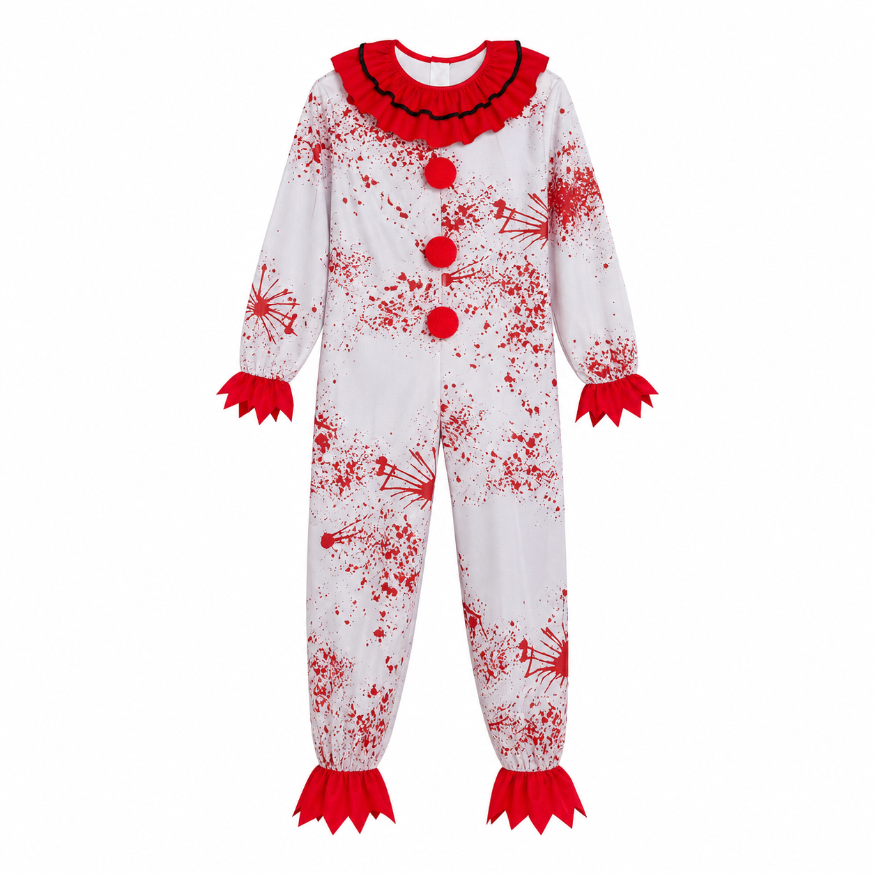 Clown Costume Jumpsuit with Red Accents