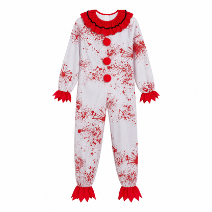 Clown Costume Jumpsuit with Red Accents