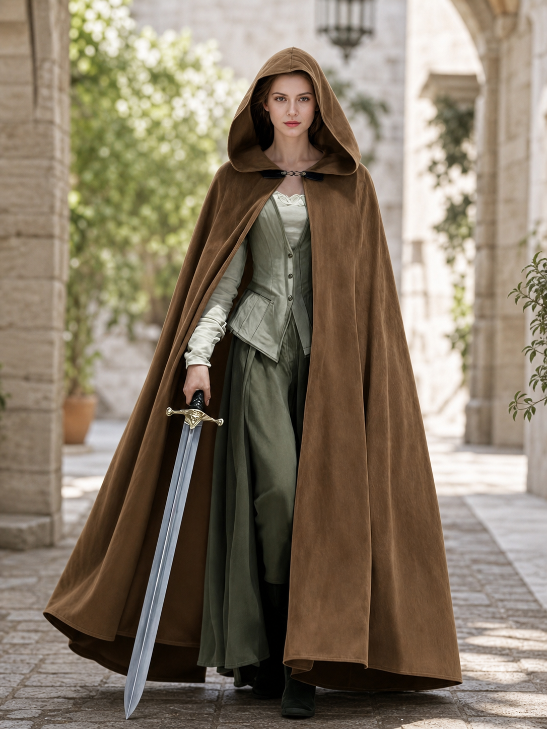 Brown Hooded Costume Cloak