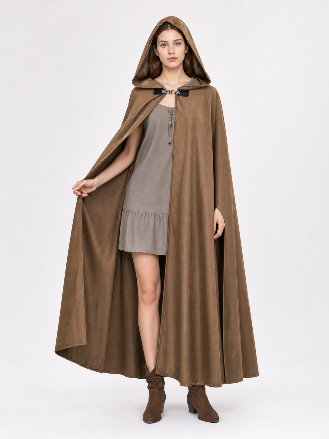 Brown Hooded Costume Cloak