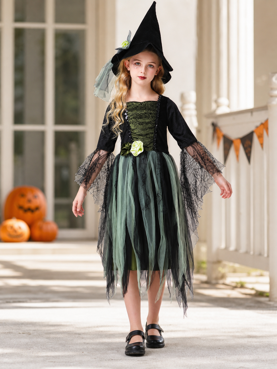 Halloween Witch Costume with Hat and Dress
