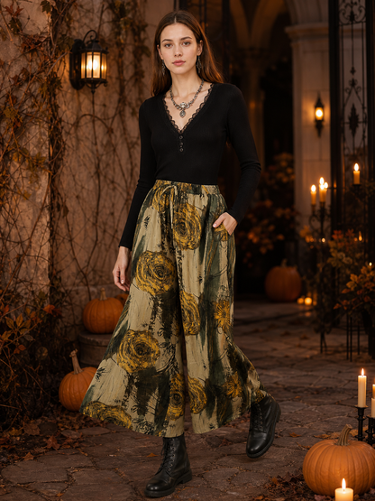 Palazzo Pants with Floral Print and Drawstring lifestyle view