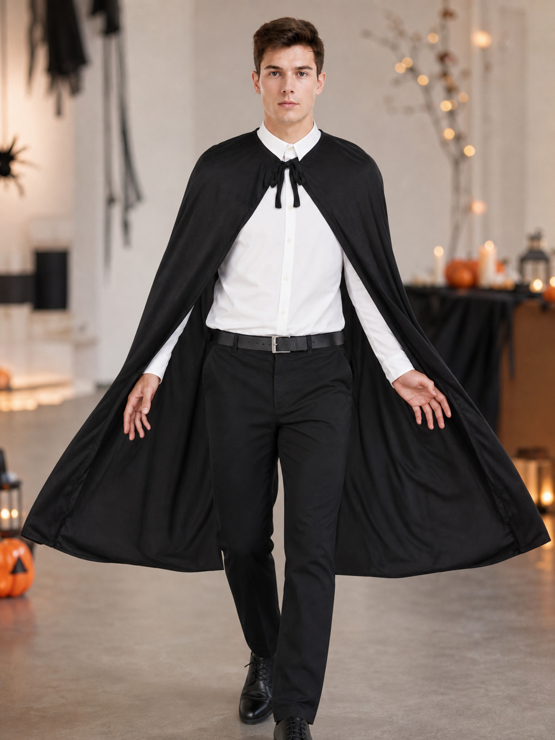 Long Black Cape for Halloween and the Stage