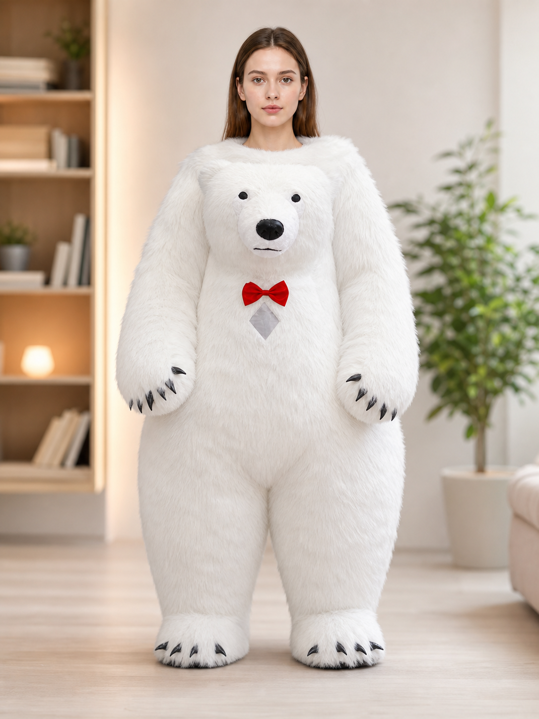Inflatable life-size polar bear costume