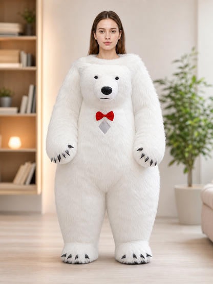 Inflatable life-size polar bear costume