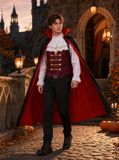 Vampire costume with cape and cane