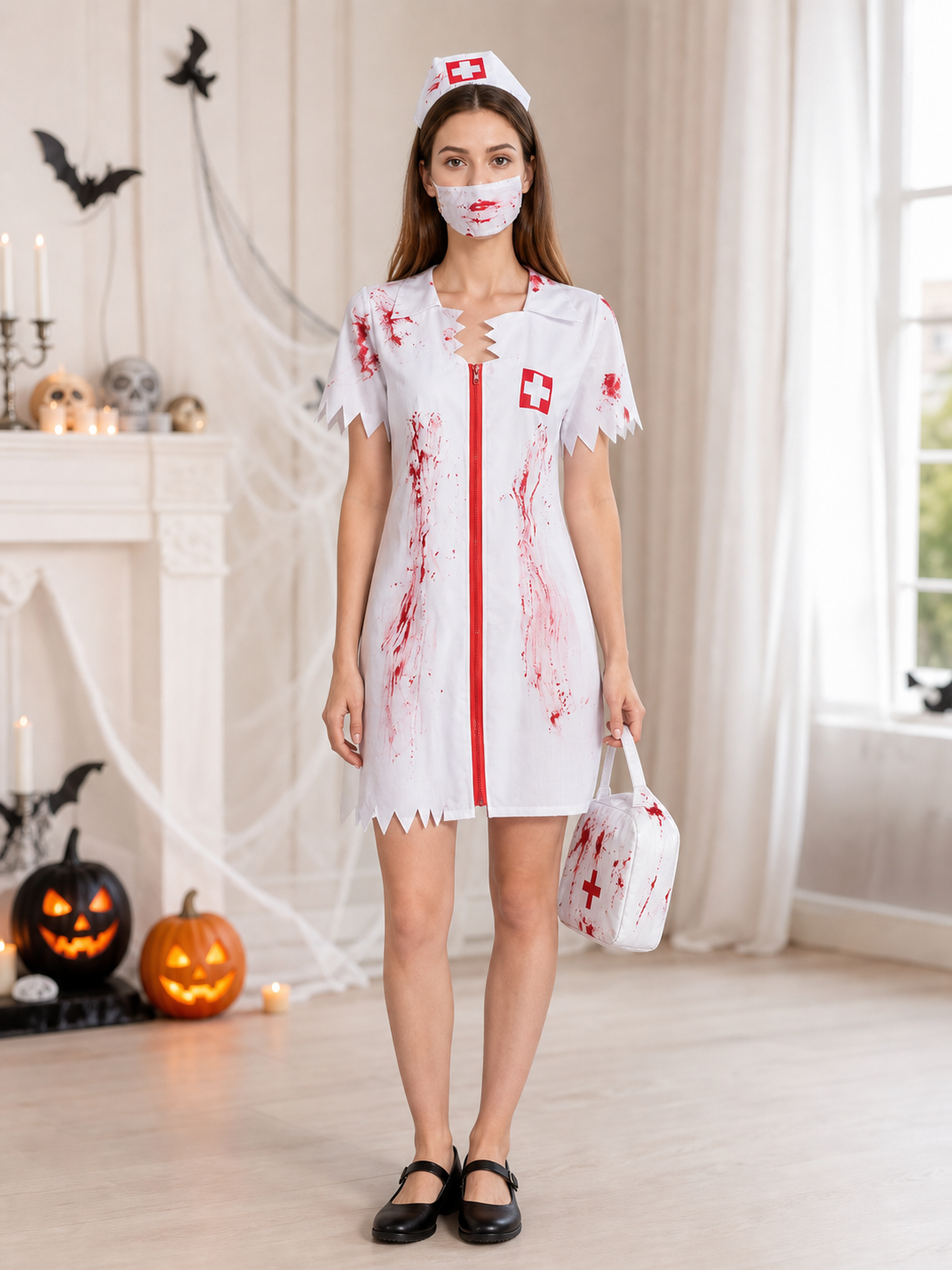 Halloween Costume with Bloody Details and Mask
