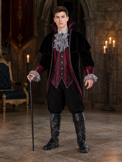 Gothic-Style Vampire Costume with Top Hat