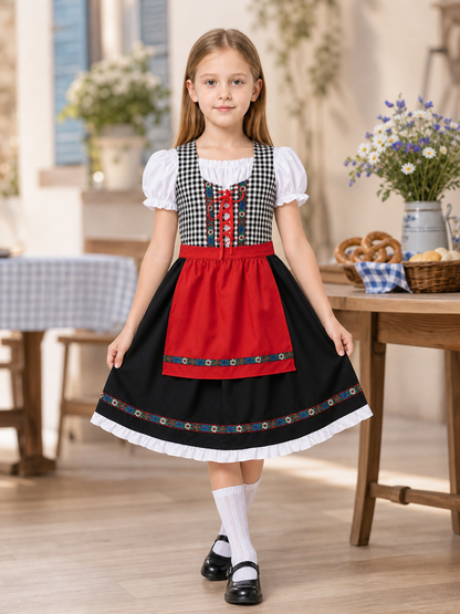 Folk-Style Carnival Dress with Bonnet