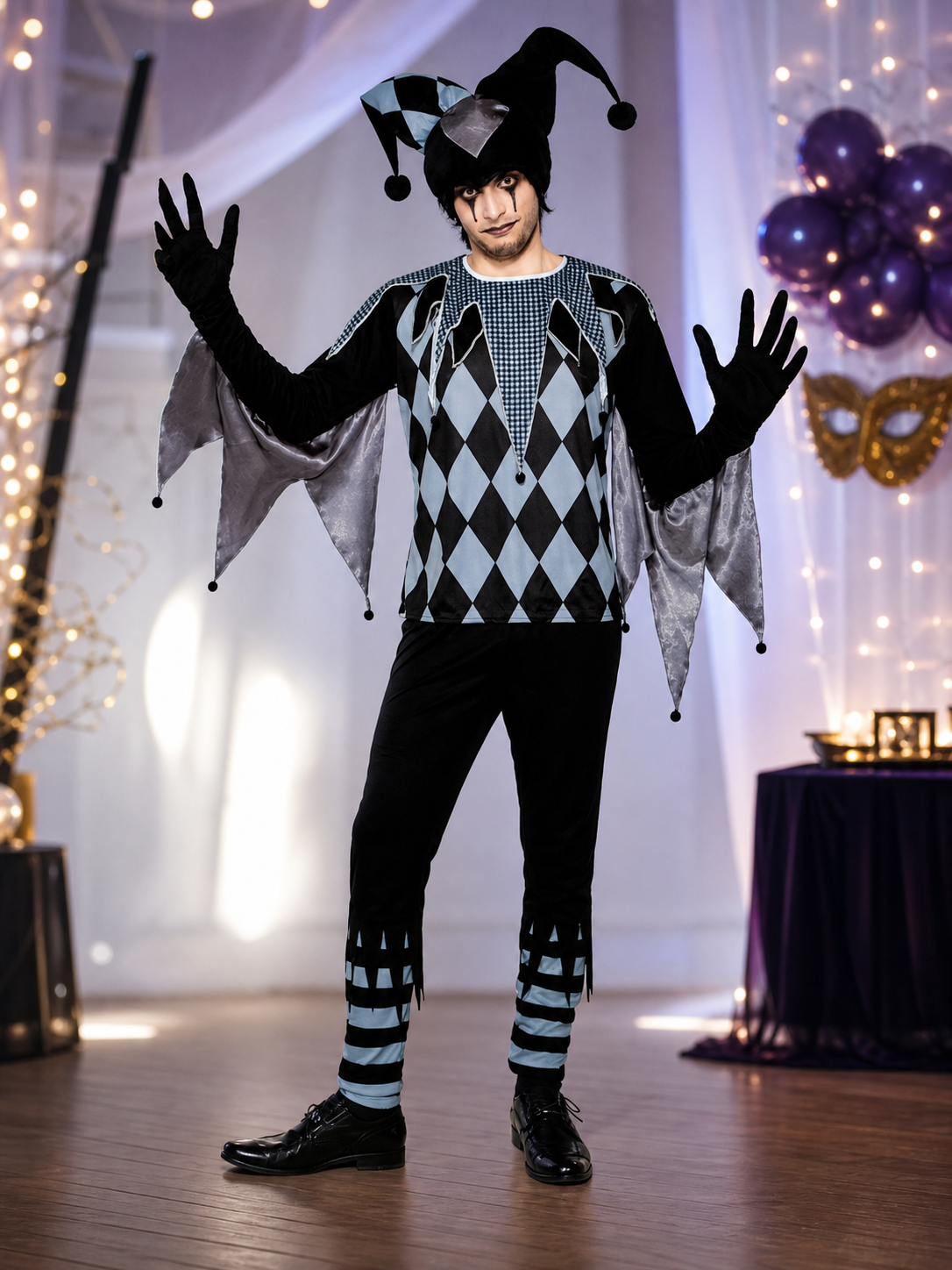 Jester-Style Clown Cosplay Costume for Halloween