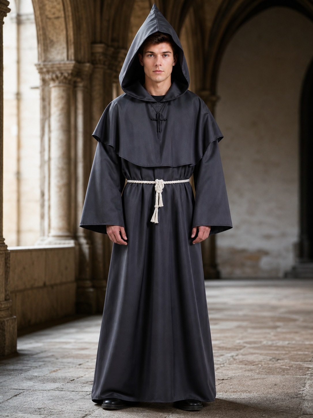 Hooded Monk Costume, Medieval Cloak