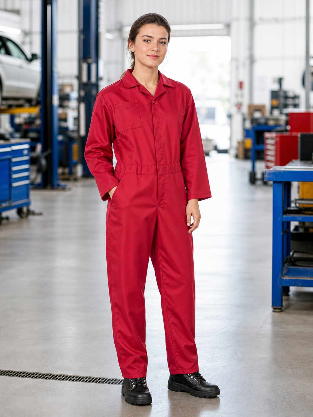 Red Miles Long-Sleeve Jumpsuit