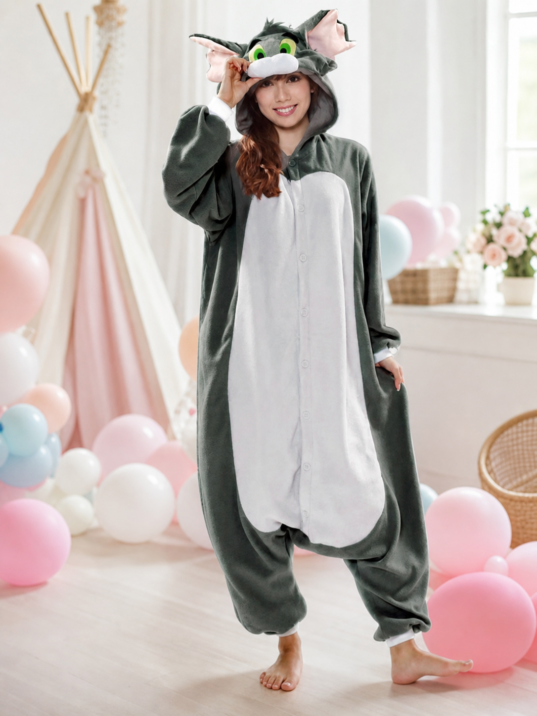 Kigurumi Costume with Hood and Cat Ears