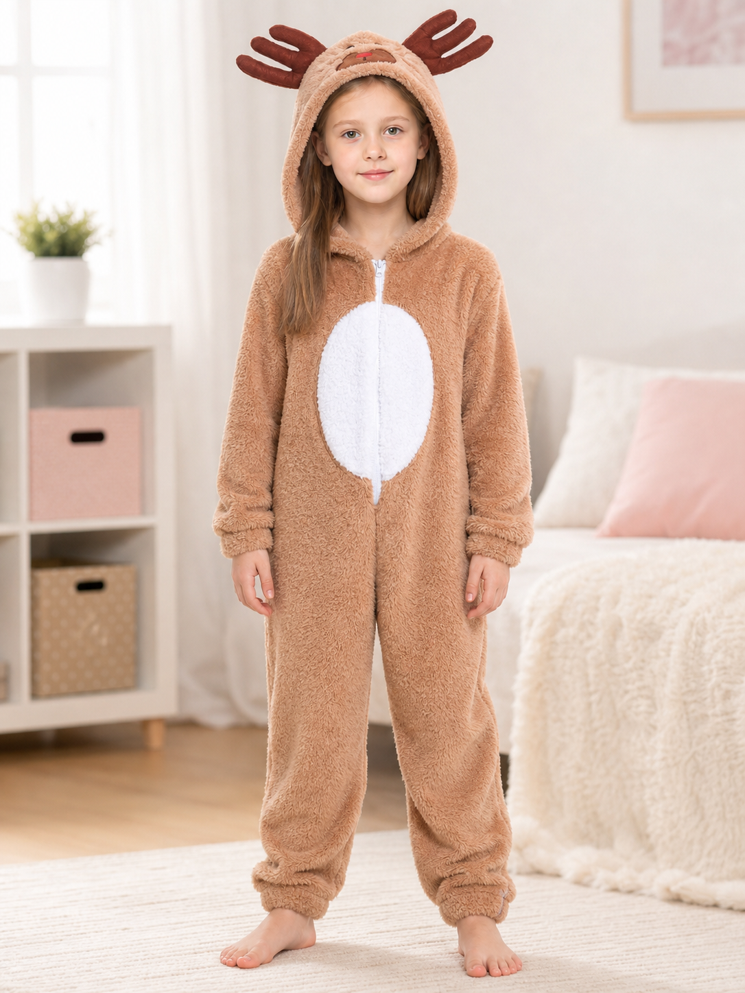 Reindeer costume with hood and zipper