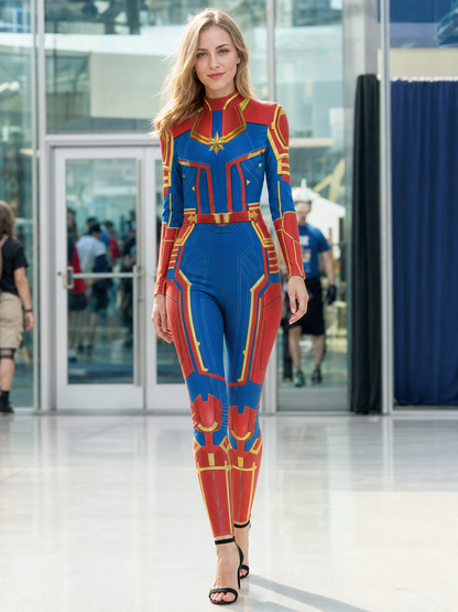 Superhero Costume Bodysuit with Print, Long Sleeve