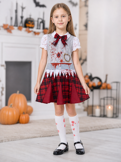 Zombie costume: top, skirt, and bow tie