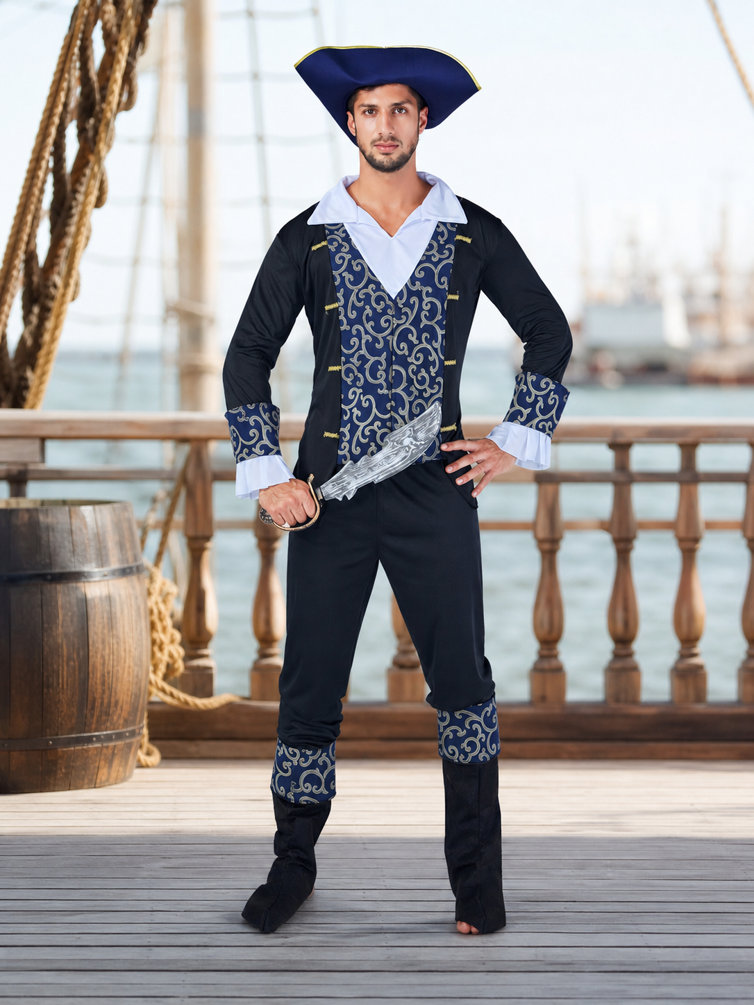 Pirate Costume with Hat and Boot Covers
