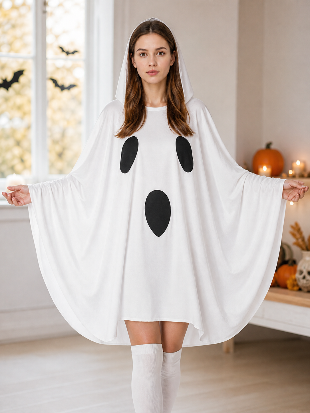 White Hooded Ghost Costume for Halloween