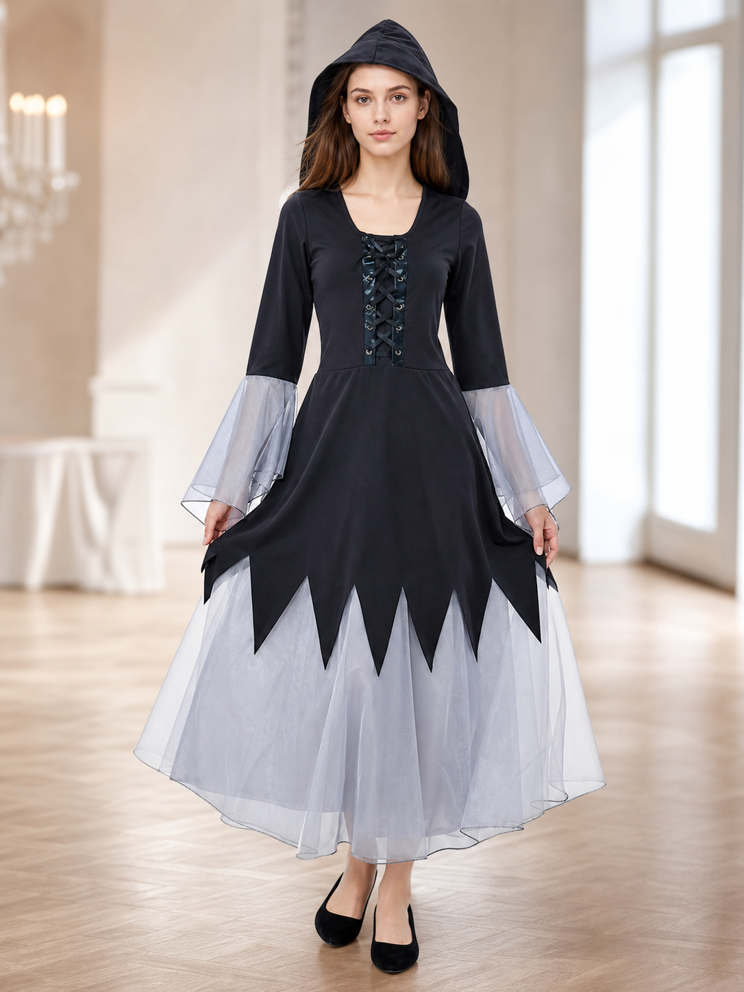 Witch-Style Hooded Costume Dress