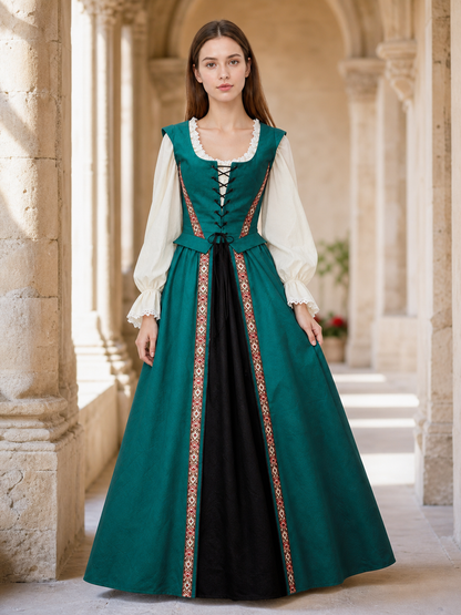 Renaissance-Style Dress with Square Neckline