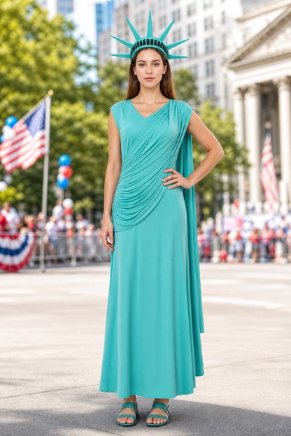 Statue of Liberty Costume Dress with Crown