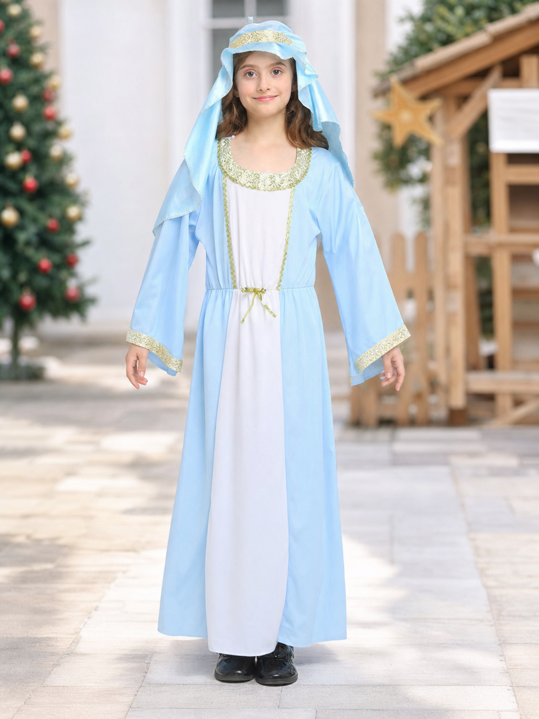Children’s Shepherd Costume with Cape and Long Dress