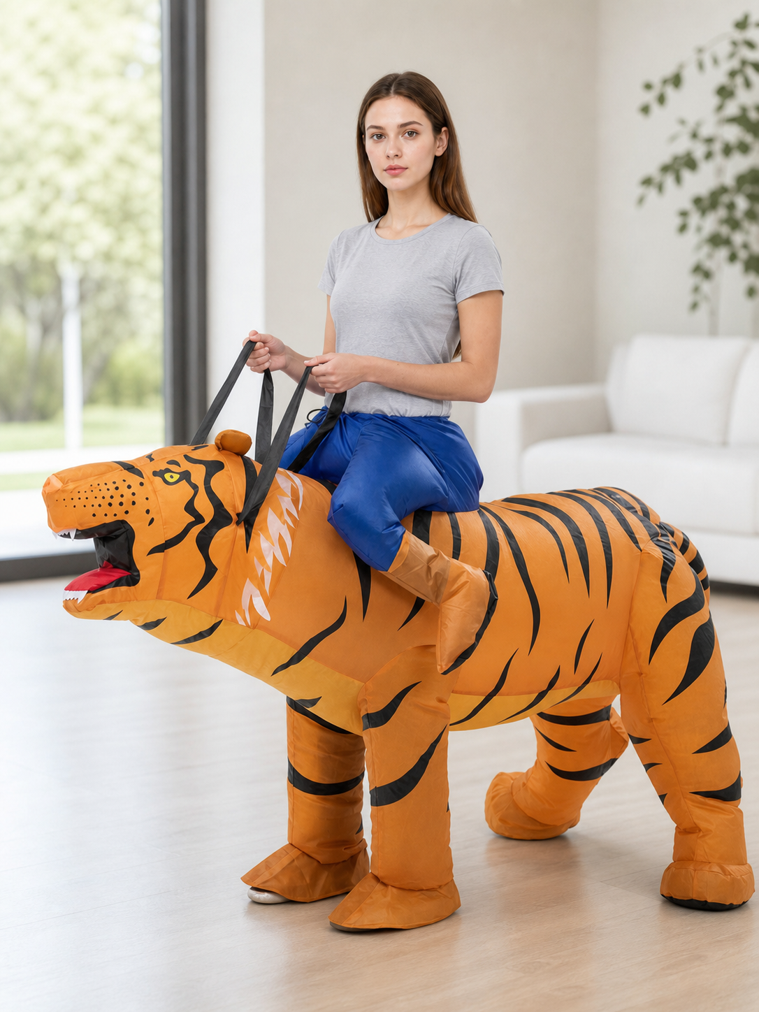 Inflatable Riding Tiger Costume, One Size