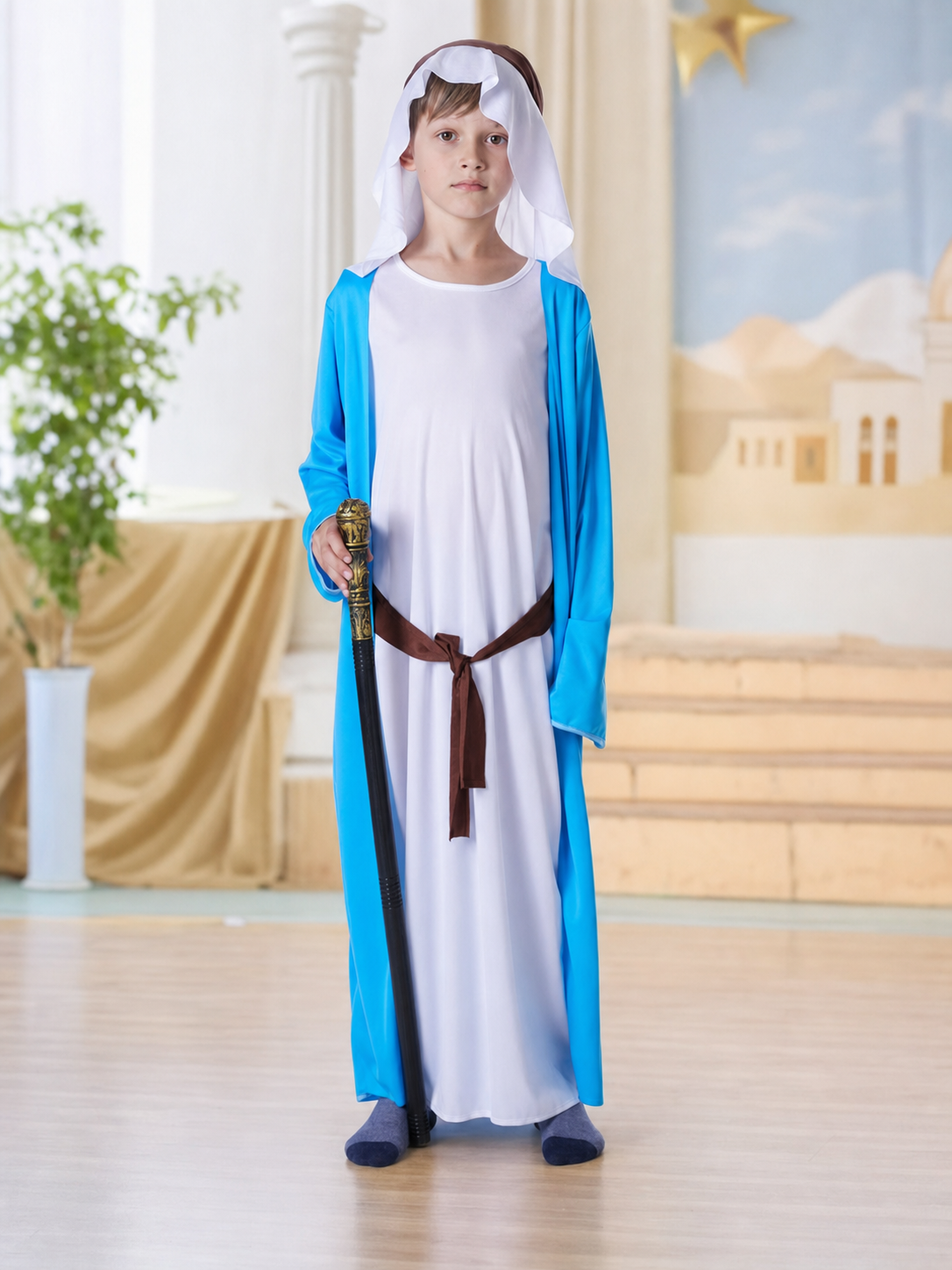 Carnival Costume Long Robe with Belt and Cape