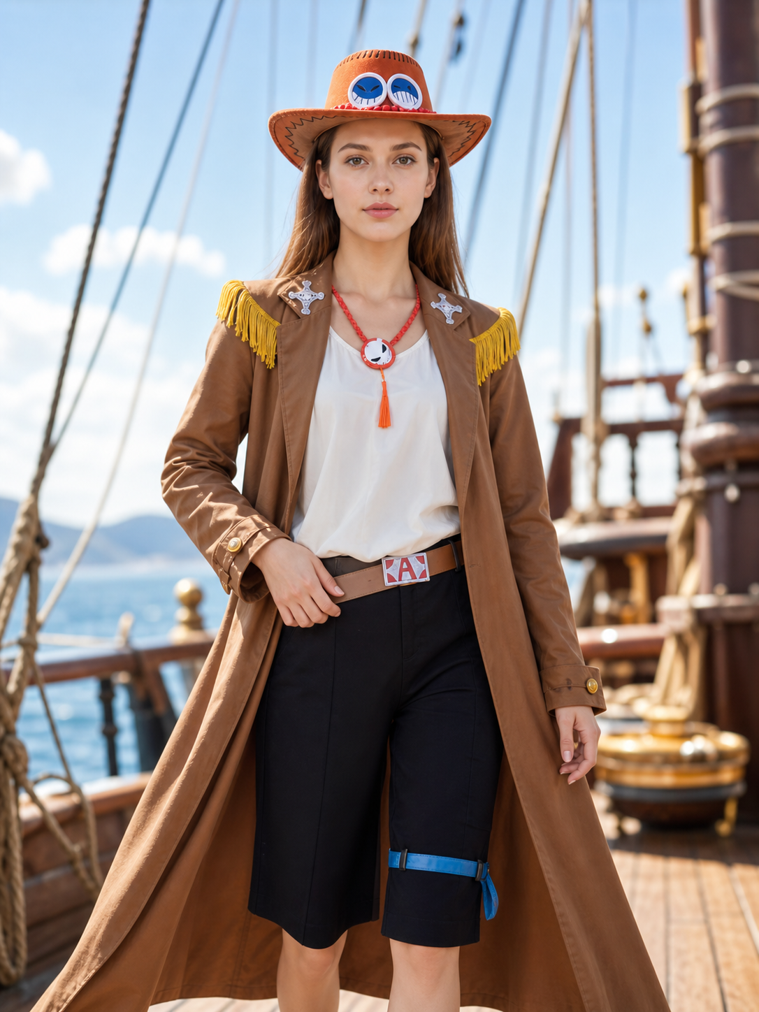 Ace One Piece Cosplay Costume: Coat and Accessories