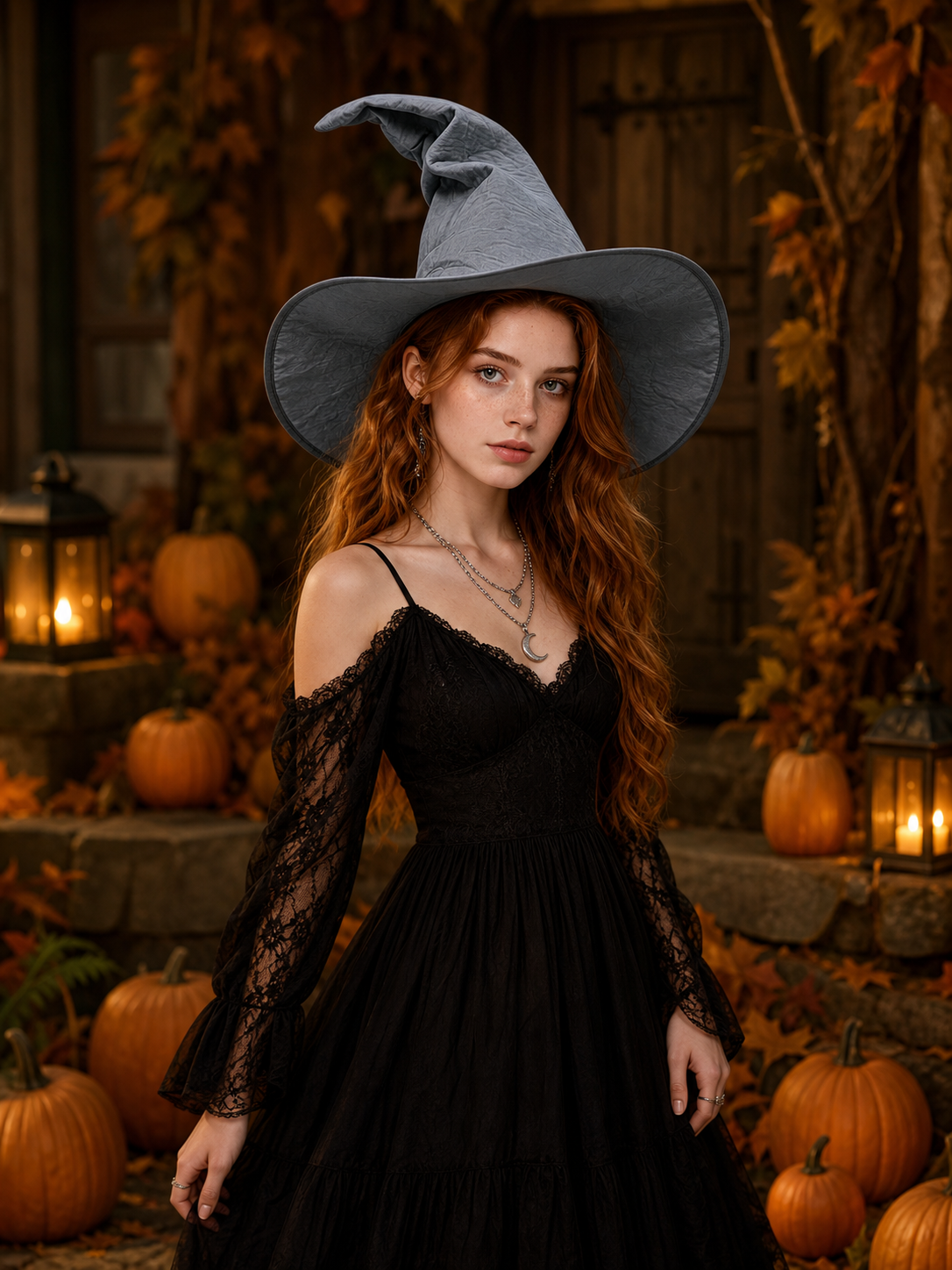Dark Gray Carnival Witch Hat for Halloween