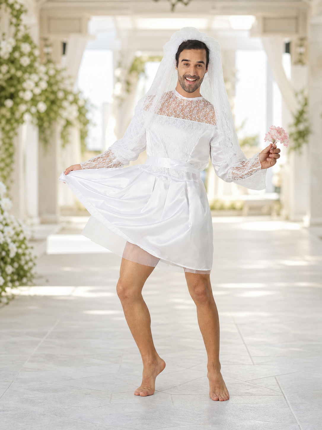Wedding costume dress with veil for a celebration