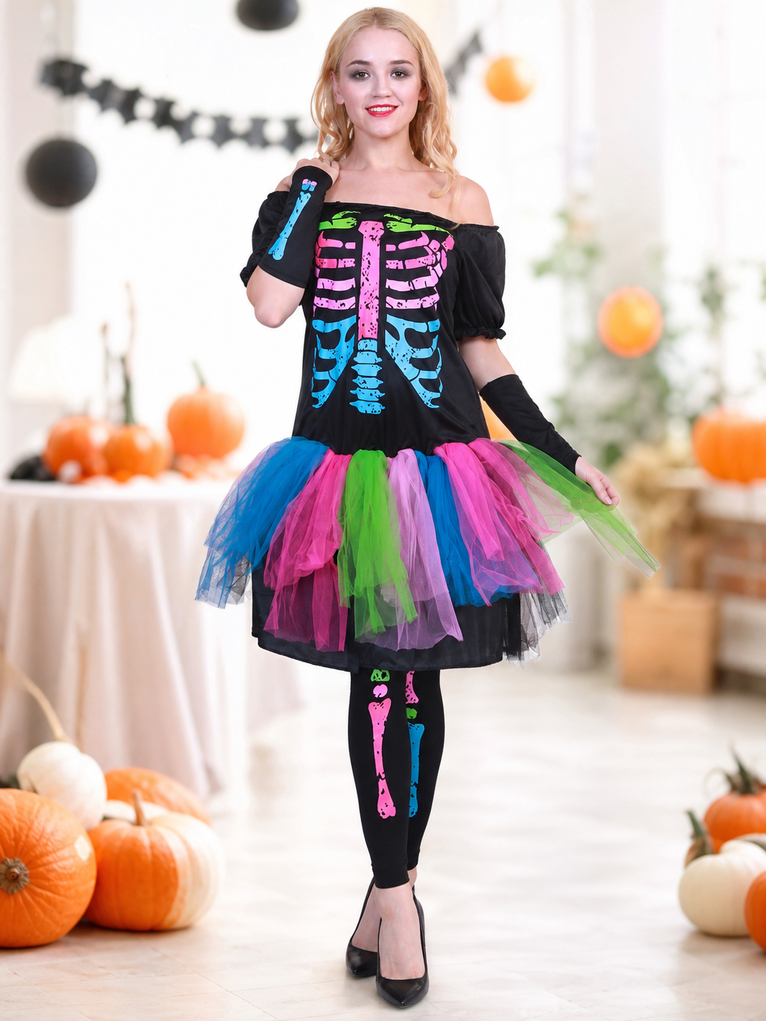 Halloween Skeleton Costume with a Tutu Skirt