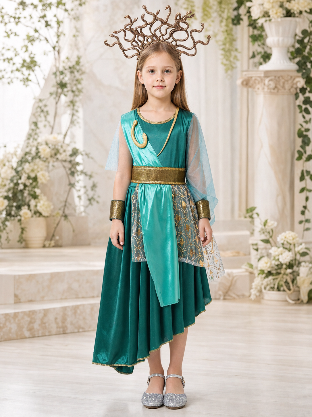 Medusa costume dress with headpiece for parties