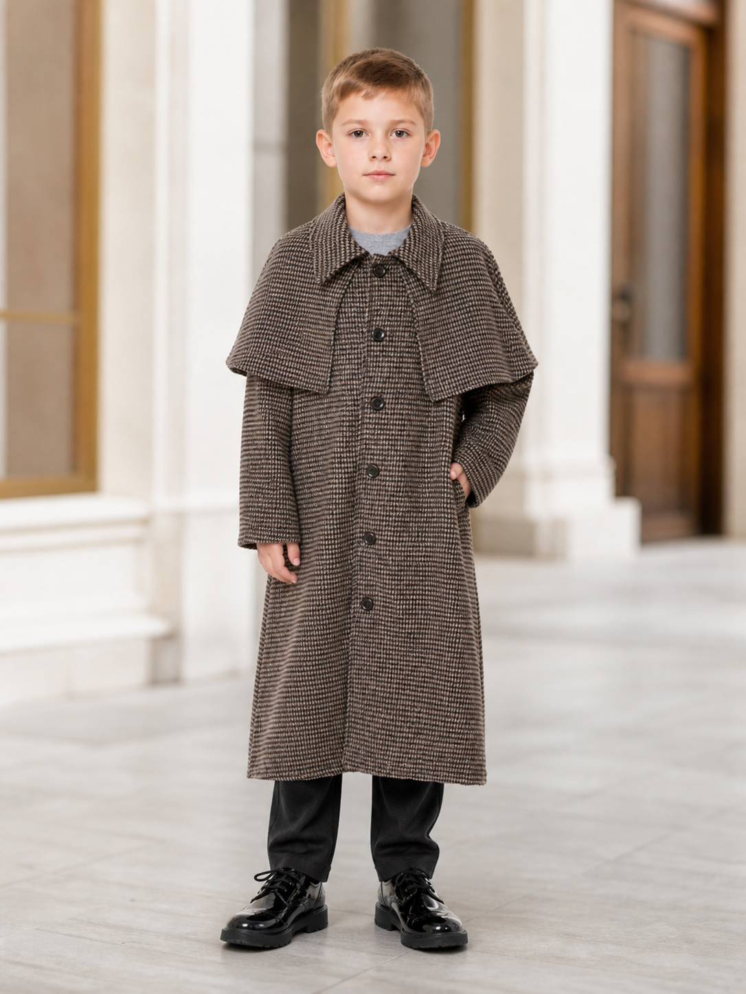 Children’s Detective Costume: Plaid Coat and Cap
