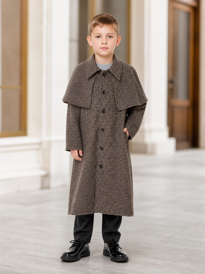 Children’s Detective Costume: Plaid Coat and Cap