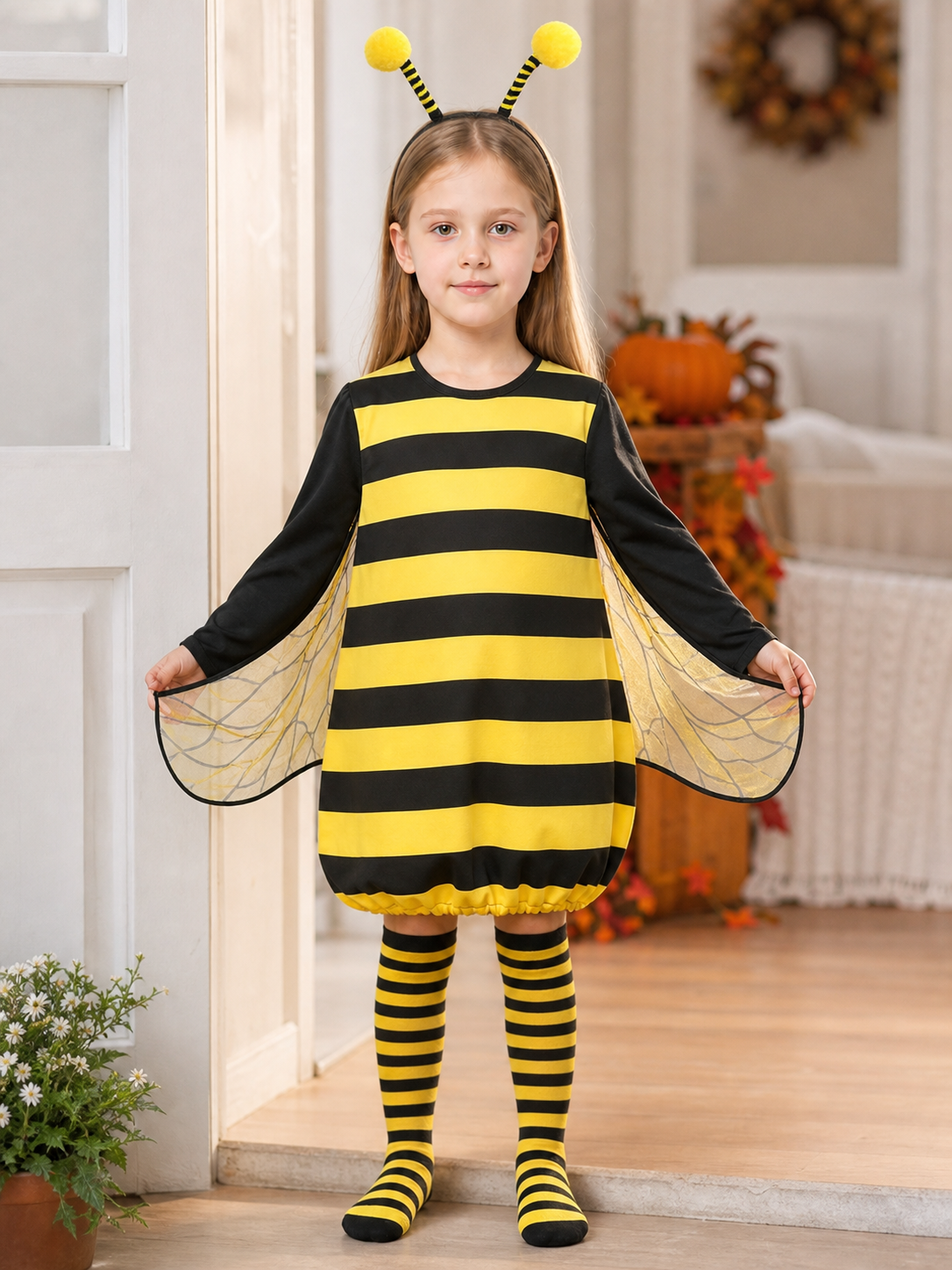 Striped Bee Costume with Wings