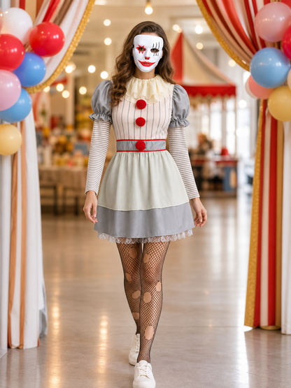 Clown Costume Dress for Halloween and Carnival