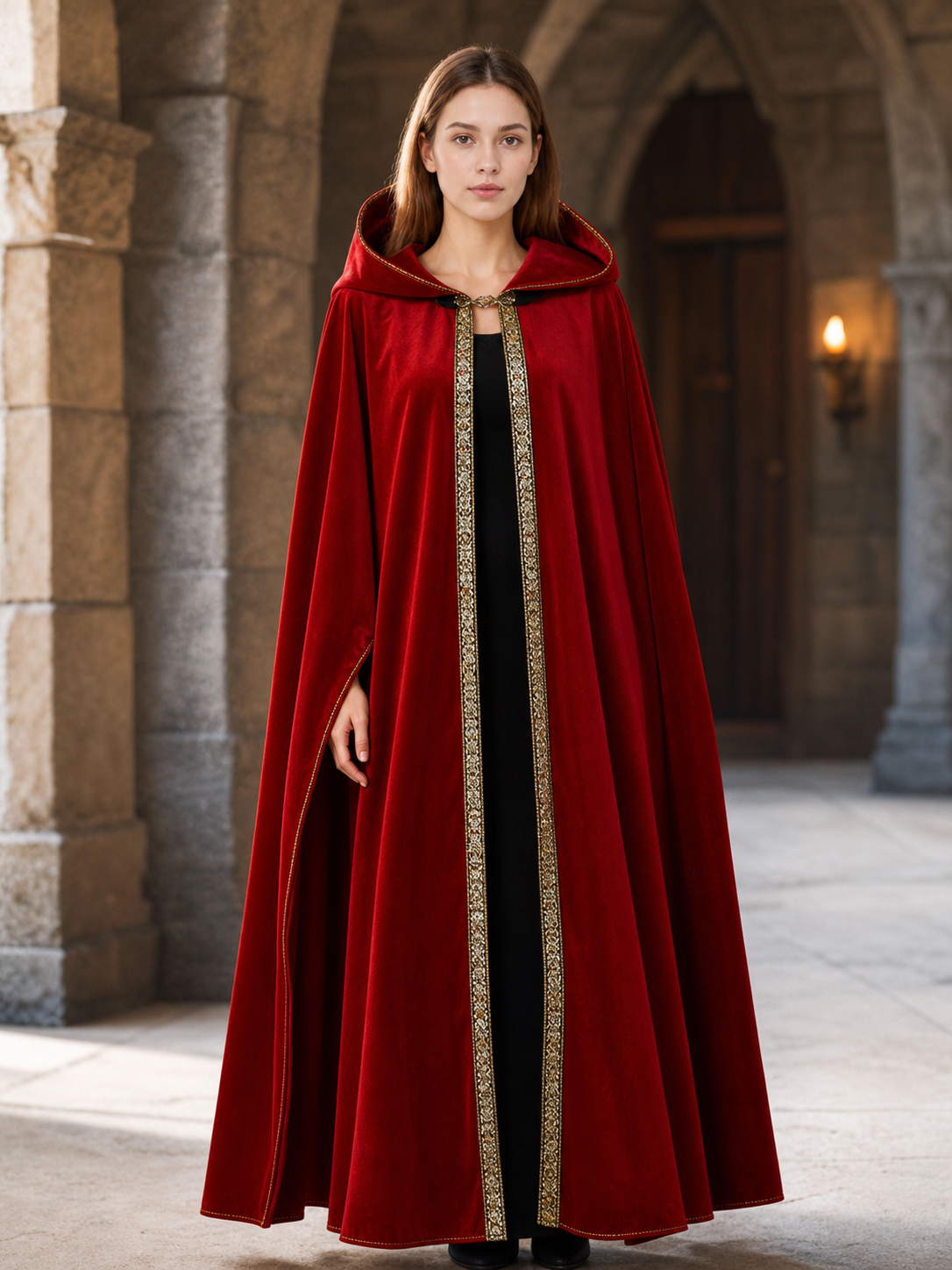 Red Hooded Carnival Cloak for Cosplay