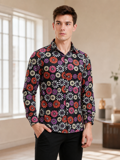 Retro Suit with Floral Shirt and Pants