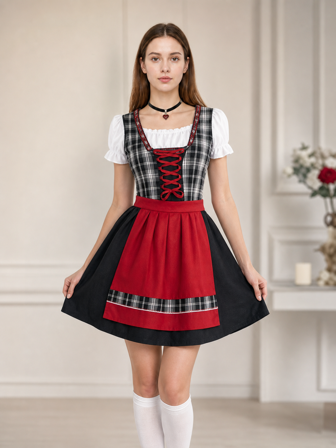 Plaid Dress Costume with Apron and Accessories